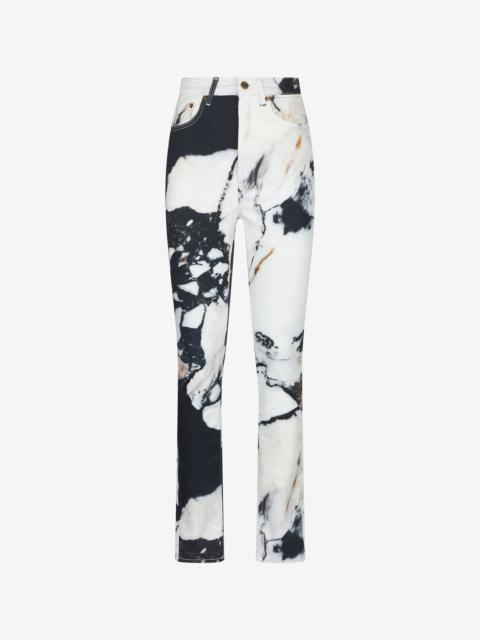 Skinny trousers with Marble print