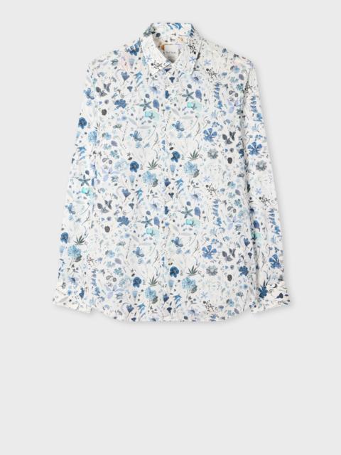 Tailored-Fit Blue and White 'Liberty Floral' Print Shirt