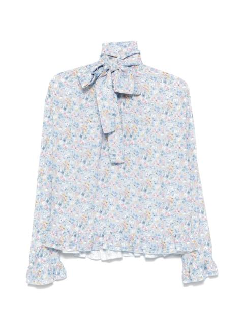 bow floral blouse