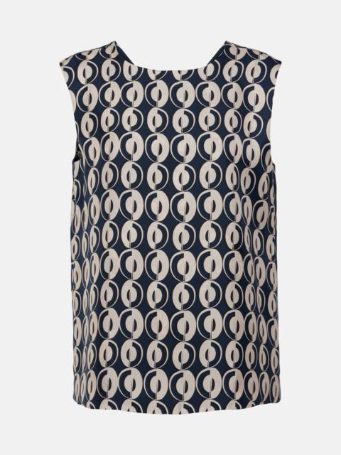 Timetop printed silk top