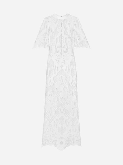 Long dress with openwork embroidery