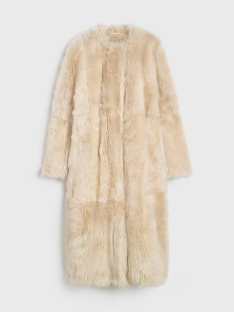 Silky shearling coat eggnog