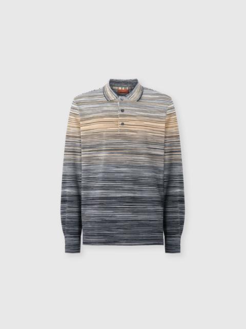 Long Sleeve Polo with Flame Knit
