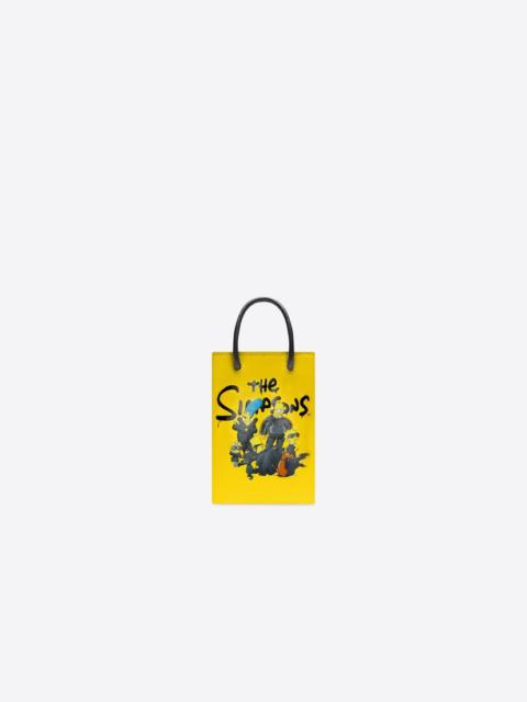 The Simpsons Tm & © 20th Television Mini Shopping Bag In Shiny Box Calfskin in Yellow