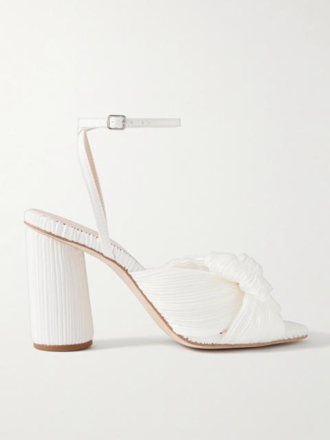 Camellia Bow-embellished Plissé-organza Sandals