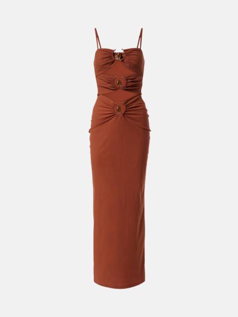 Pierced Orbit cutout jersey maxi dress