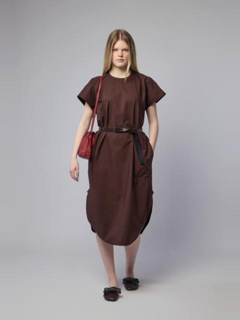 Crew Neck S/sl Dress With Curved Hem