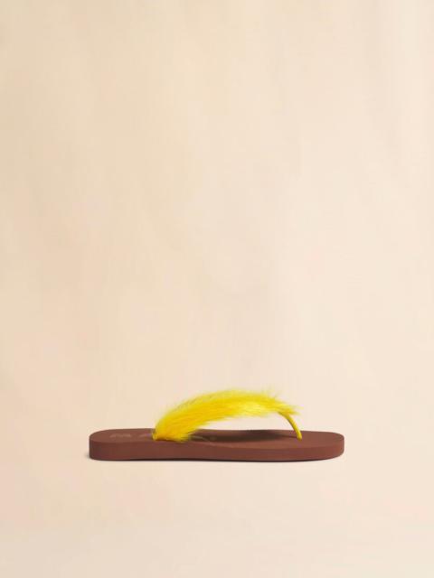 BROWN AND YELLOW PONYHAIR FLIP-FLOP