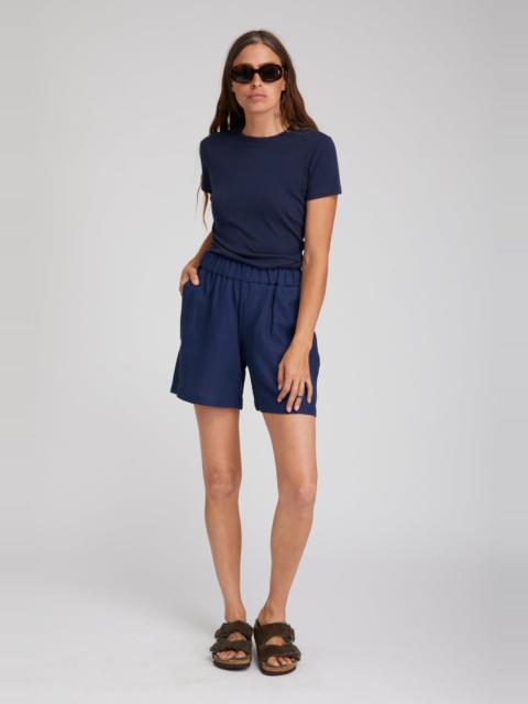 NAVY LINEN CULOTTE SHORTS