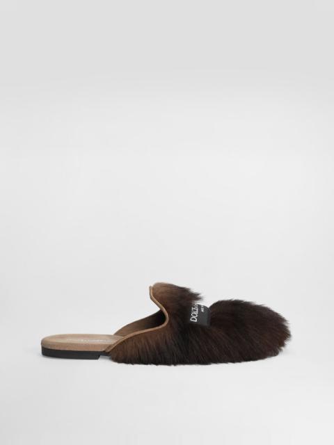 Shearling and suede slippers