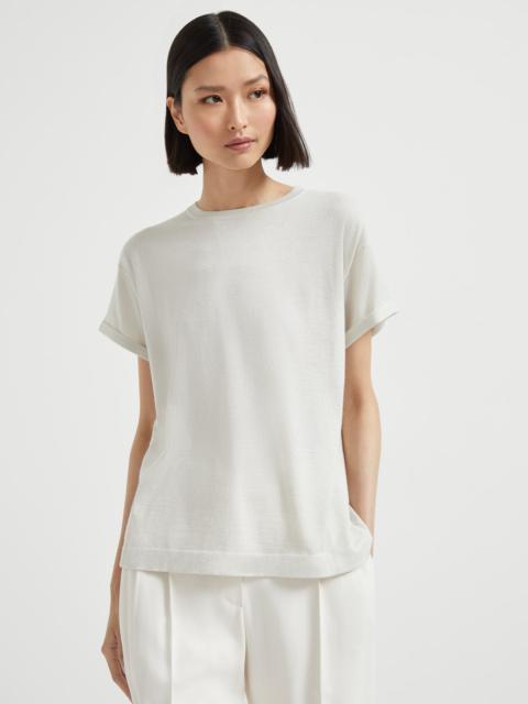 Sparkling cashmere and silk lightweight knit T-shirt
