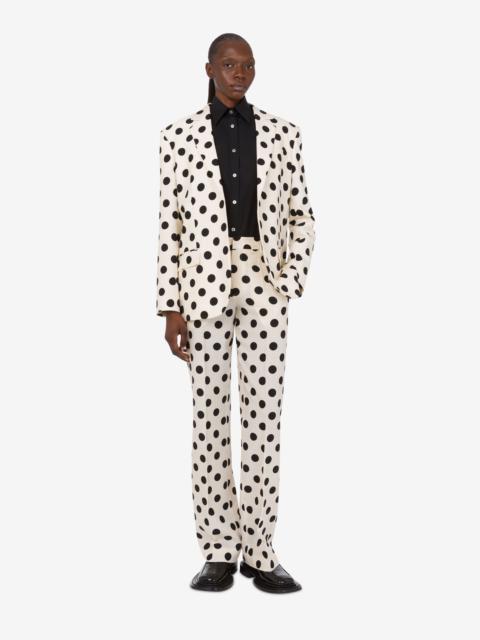 POLKA DOTS PRINTED WOOL PANTS