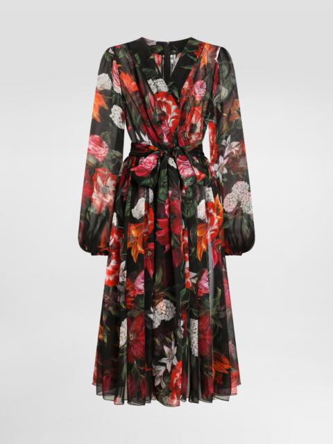 Flower-print chiffon dress