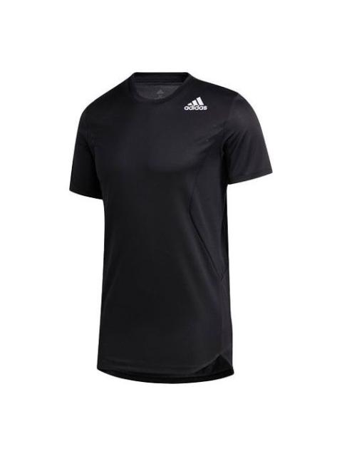 adidas Solid Color Training Sports Short Sleeve Black GL7305