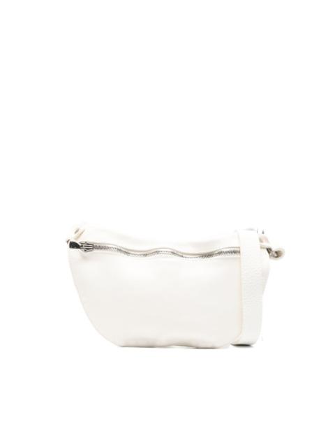 zip-up leather shoulder bag