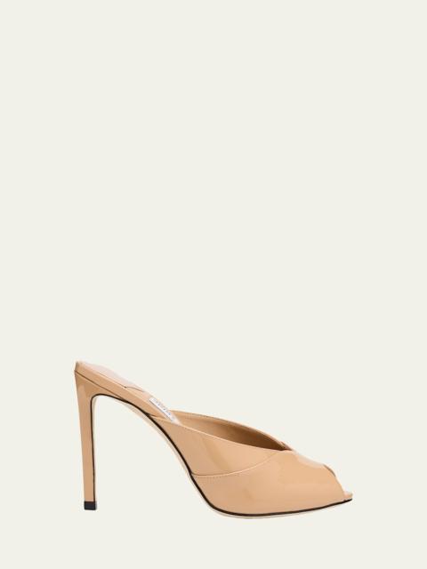 100mm Brigitte Patent Leather Mule Pumps