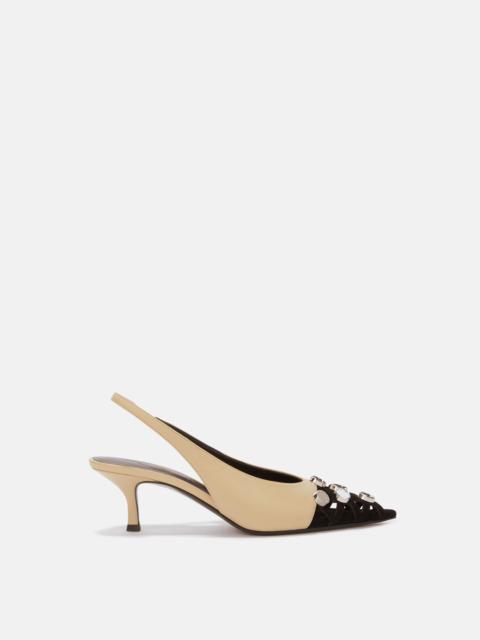 ''FIONA'' BEIGE AND BLACK SLINGBACK