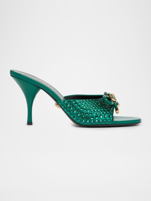 85mm Opera Bow Embellished Leather Mule Pumps