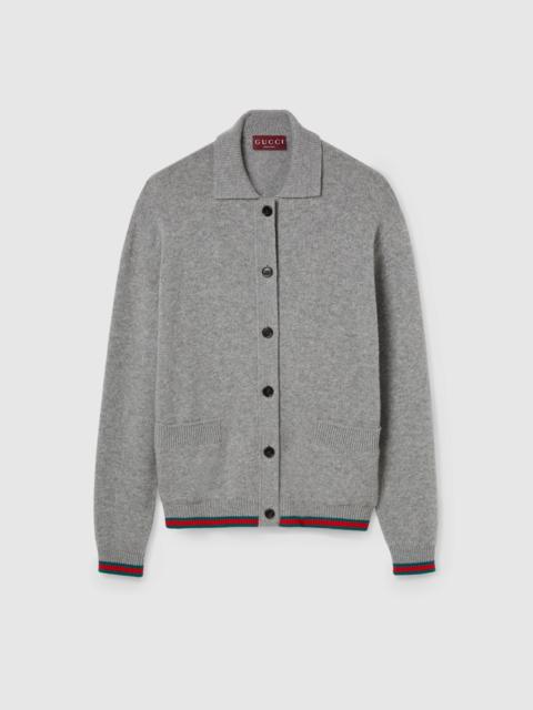 Wool and cashmere cardigan with Web