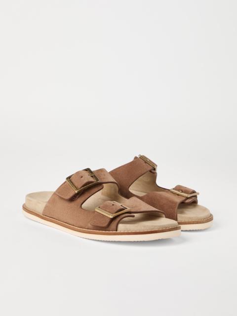 Washed suede urban slides