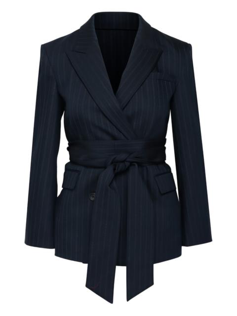 Delancey pinstripe tie-fastening blazer