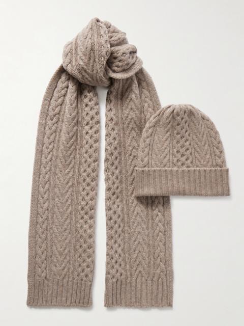 Cable-knit Cashmere Beanie And Scarf Set