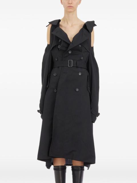 buttoned belted trench coat