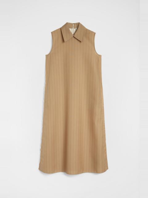 Wool Blend Pinstripe Shirt Dress