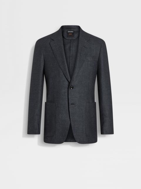 GREY AND BLACK SILK CASHMERE AND LINEN JACKET