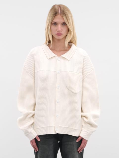 White Cotton Knit Cardigan