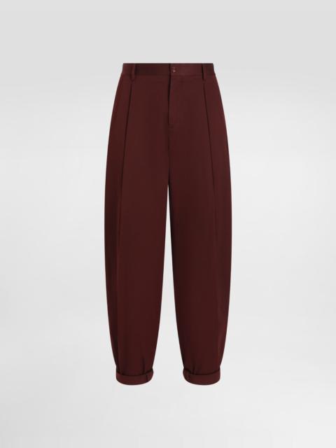 Cotton gabardine pants with double darts