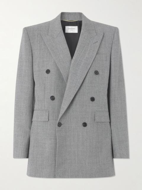 Double-breasted wool-twill blazer Gray
