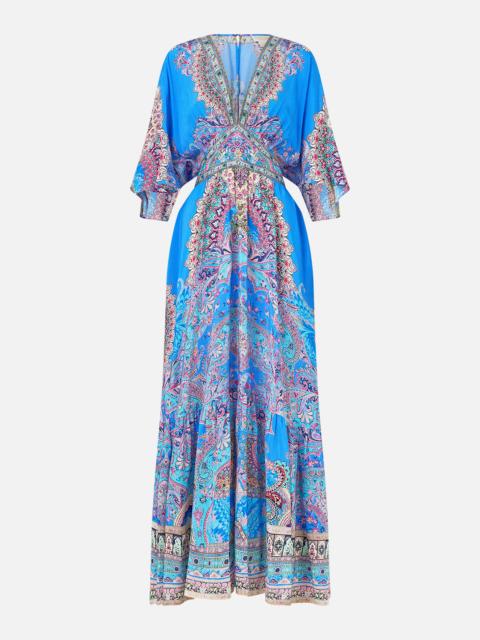 WAISTED DRESS WITH HEM RUFFLE