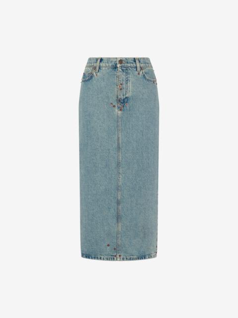 SKIRT IN BLUE COTTON DENIM