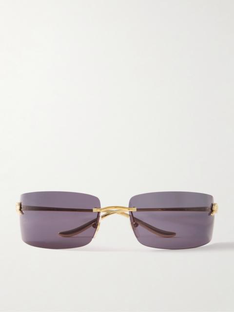 Panthère De Cartier Rectangle-frame Rimless Gold-tone Sunglasses