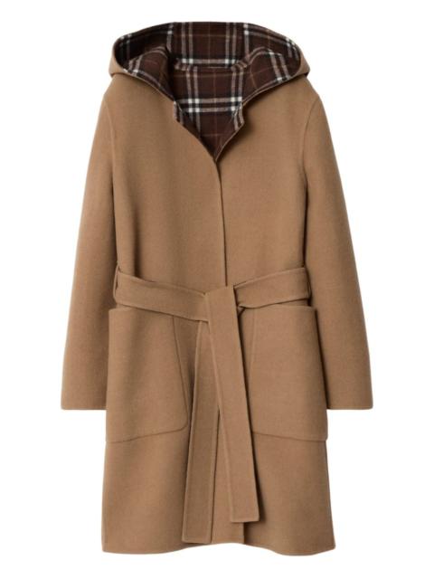 hooded belted coat