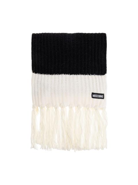 ribbed-knit fringe scarf