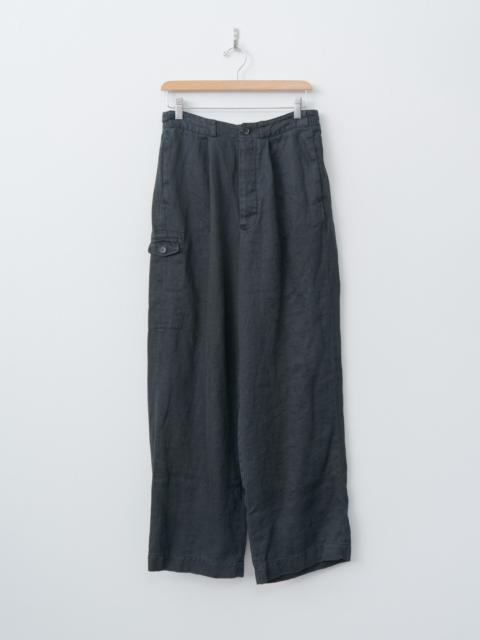 Heavy Linen Herringbone Trousers - Black