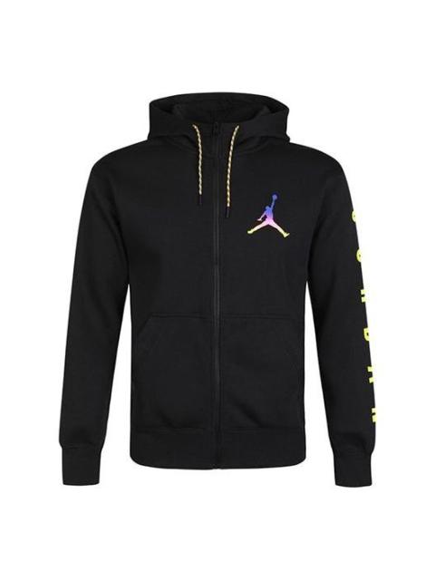 Air Jordan Solid Color Athletic Fleece Lined Zipper Hooded Jacket Men's Black CU9123-010