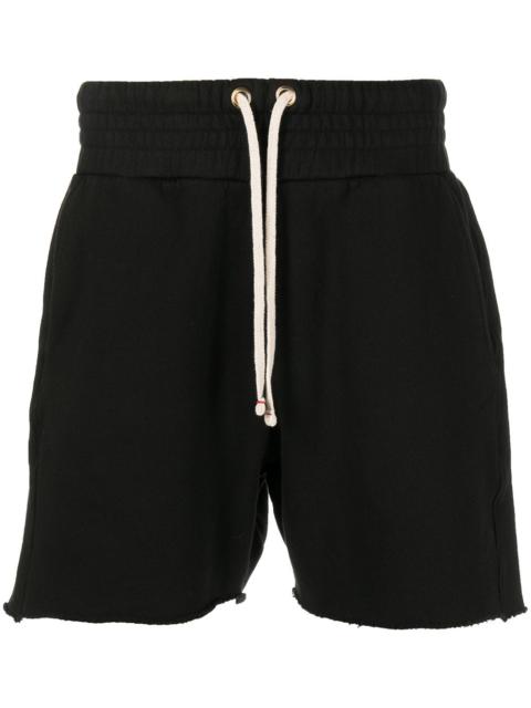 raw-cut hem track shorts