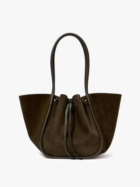 Large Ruched Tote in Soft Suede