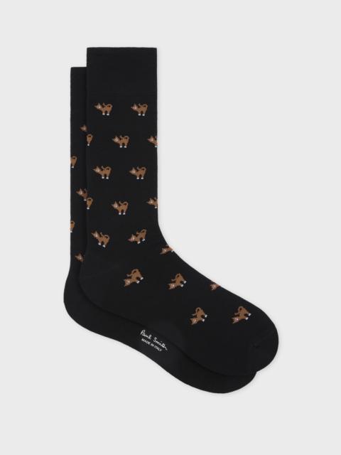 Black 'Cat' Pattern Socks