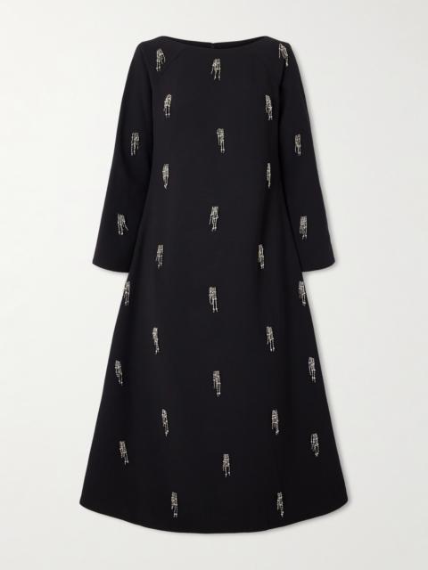 Coretta Embellished Crepe Midi Dress