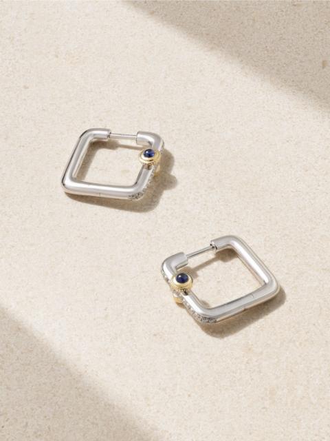 Gousset 9-karat white gold, diamond and sapphire hoop earrings Gold