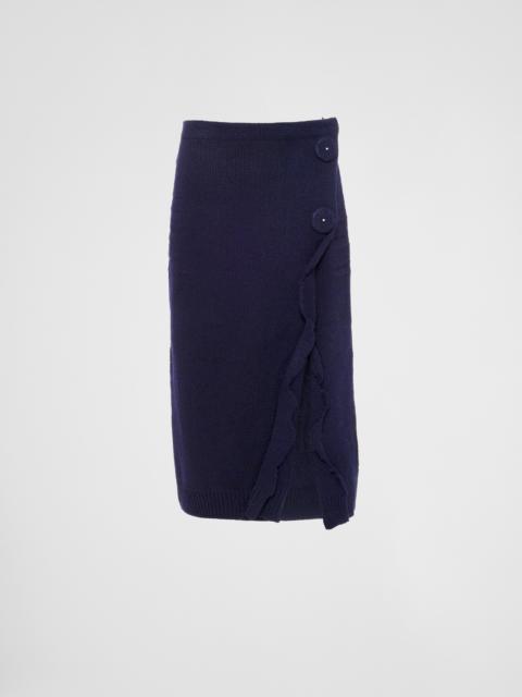Wool and cashmere skirt with split