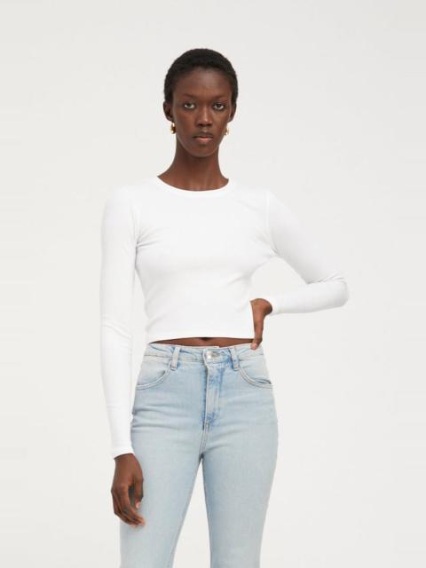 WHITE RIB CROPPED LONG SLEEVE BABY TEE