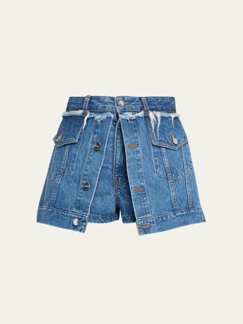 Layered Denim Shorts