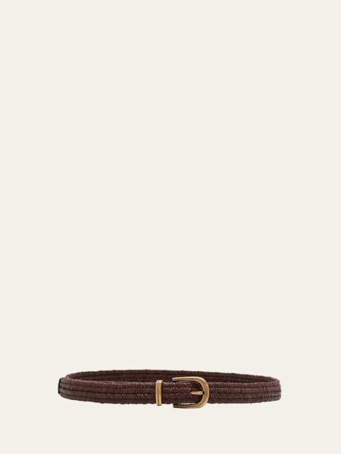 Braided Oval Buckle Raffia Belt