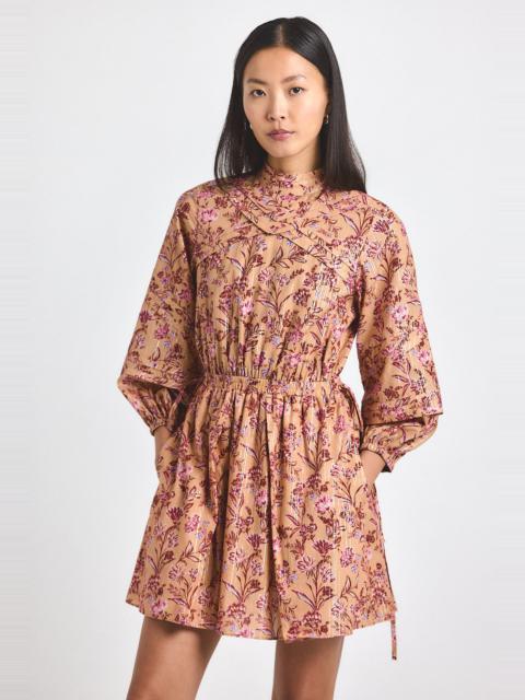 MARISOL LUREX STRIPE PRINTED VOILE MINI DRESS