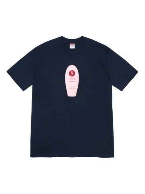 Supreme FW19 Week 1 Super Cream Tee Short Sleeve Unisex Navy Blue SUP-FW19-214